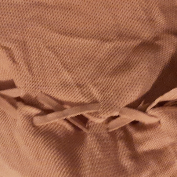 EUC light pink small thick knitted sweater open back lace up longsleeve textured - Picture 5 of 5